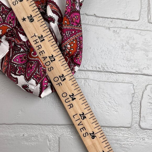 Liz Claiborne Blouse Women Large Pink Paisley Ruffle Sleeve Keyhole Career Party - Picture 10 of 13